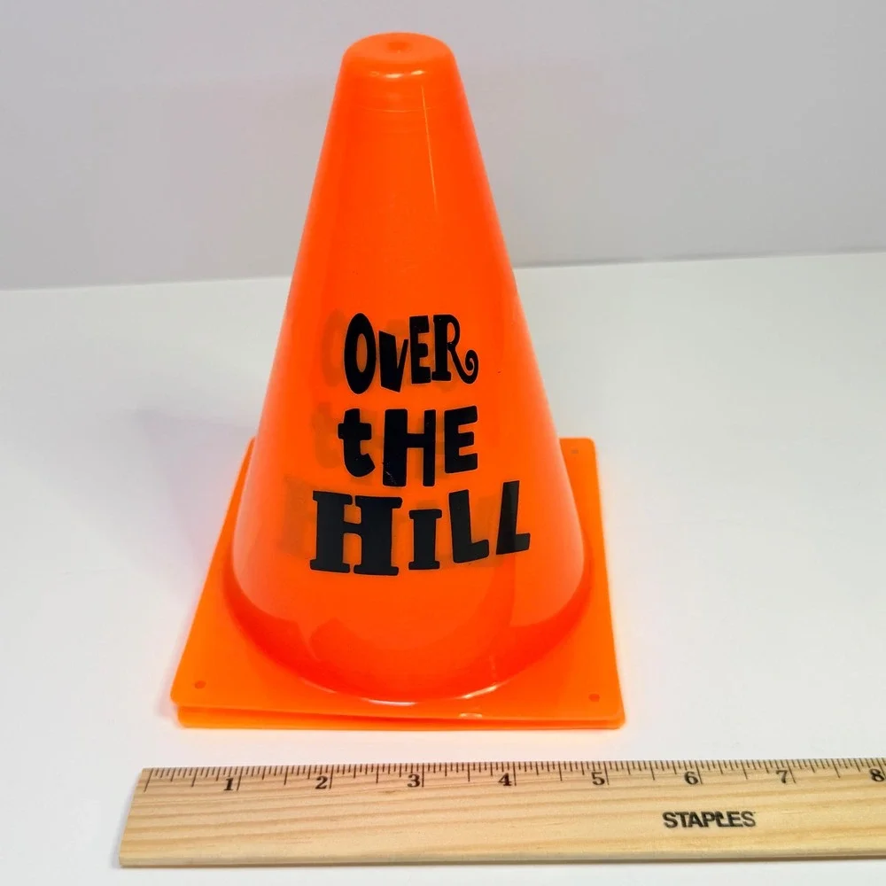 Set of 2 Over The Hill Birthday Party Traffic Cones Orange Novelty Gag Gift 7